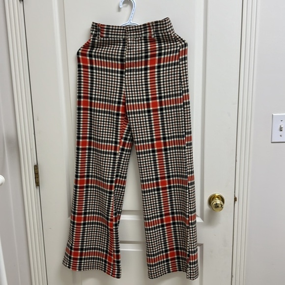 FREE PEOPLE Jules Plaid High Rise Flared Plant Trousers | Size 0 - Picture 5 of 9